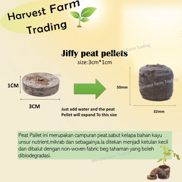 Jiffy Peat Pellet 5 Saiz 30mm 44mm Seed Starting Pallet Media Semai Benih Soil cocopeat Block Garden Seed Starter tanah - Image 5