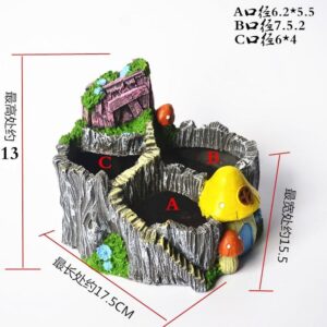 Pasu hiasan cactus Resin Landscape castle decoration pot landscaping plant pot pasu bunga pokok flower plant
