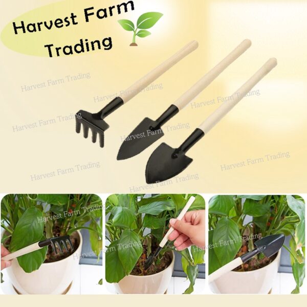 Set Of 3 Mini Garden Plant Tools Gardening Tool Spade,Shovel,Rake alat pertanian mini Sudok, Sudip, Garu alatan tanam - Image 3