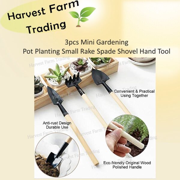 Set Of 3 Mini Garden Plant Tools Gardening Tool Spade,Shovel,Rake alat pertanian mini Sudok, Sudip, Garu alatan tanam - Image 5