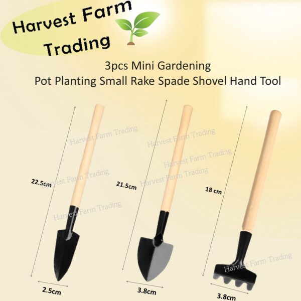 Set Of 3 Mini Garden Plant Tools Gardening Tool Spade,Shovel,Rake alat pertanian mini Sudok, Sudip, Garu alatan tanam - Image 6