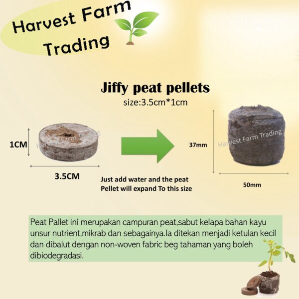 Jiffy Peat Pellet 5 Saiz 30mm 44mm Seed Starting Pallet Media Semai Benih Soil cocopeat Block Garden Seed Starter tanah - Image 6