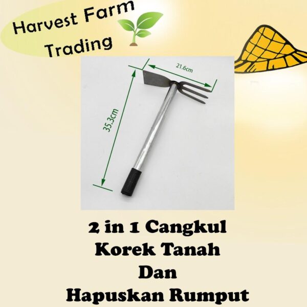 2 IN 1 Handheld Weeding Garden Hoe Rake Farm Garden Agriculture Tool Weeding Accessories cangkul mini cabut rumput