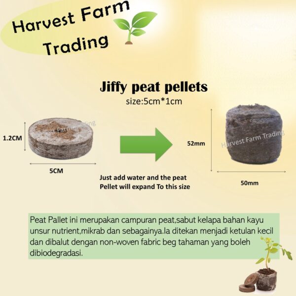 Jiffy Peat Pellet 5 Saiz 30mm 44mm Seed Starting Pallet Media Semai Benih Soil cocopeat Block Garden Seed Starter tanah - Image 4