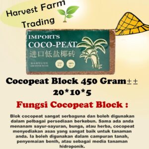Cocopeat block 450G+- sabut kelapa halus tebal coconut coir garden seedling tapak benih sayur sayuran buah