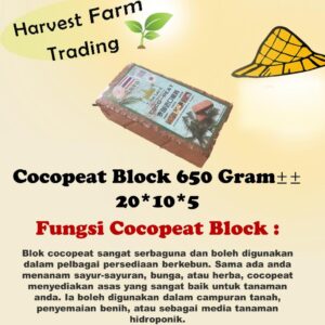 Cocopeat block 650G+- sabut kelapa halus tebal coconut coir garden seedling tapak benih sayur sayuran buah