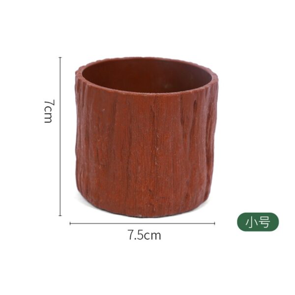 Tiruan log pasu bunga succulent resin plastik besar kecil pasu bunga balkoni bekas花盆 - Image 4