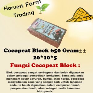 Cocopeat block 650G+- sabut kelapa halus tebal coconut coir garden 压缩椰砖土低盐椰丝砖块 seedling tapak benih sayur sayuran buah