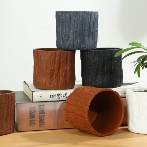 Tiruan log pasu bunga succulent resin plastik besar kecil pasu bunga balkoni bekas花盆 - Image 3