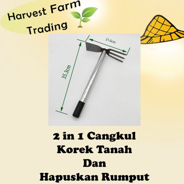 2 IN 1 Handheld Weeding Garden Hoe Rake Farm Garden Agriculture Tool Weeding Accessories 锄头 cangkul mini cabut rumput