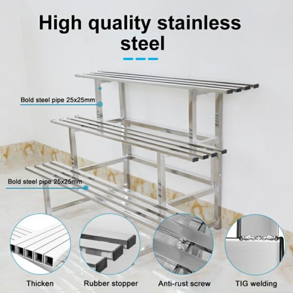 Rak Pasu Bunga Bertingkat 80*20*28 stainless steel flower rack 花盆架子不锈钢花架 flower pot rack Rak pasu outdoor 2 layer 1 tier - Image 7