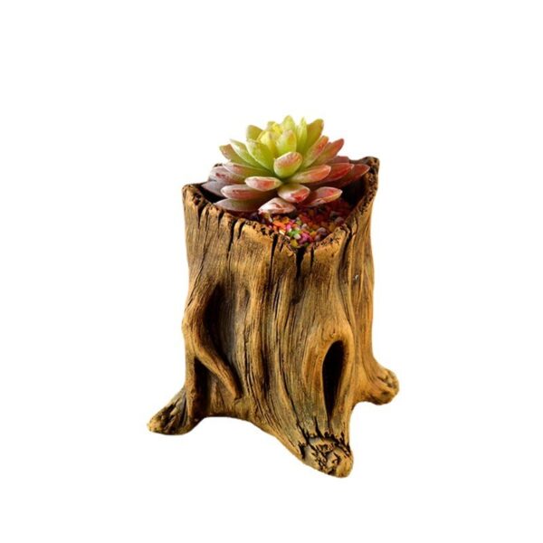 Pasu hiasan creative retro cement imitation wooden pile root wood tree head fleshy flower pot factory direct wholesale - Image 6