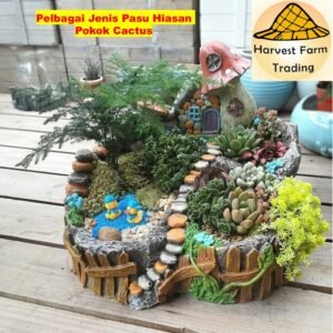 Pasu hiasan cactus Resin Landscape 假山花园多肉花盆 castle decoration pot landscaping plant pot pasu bunga pokok flower plant